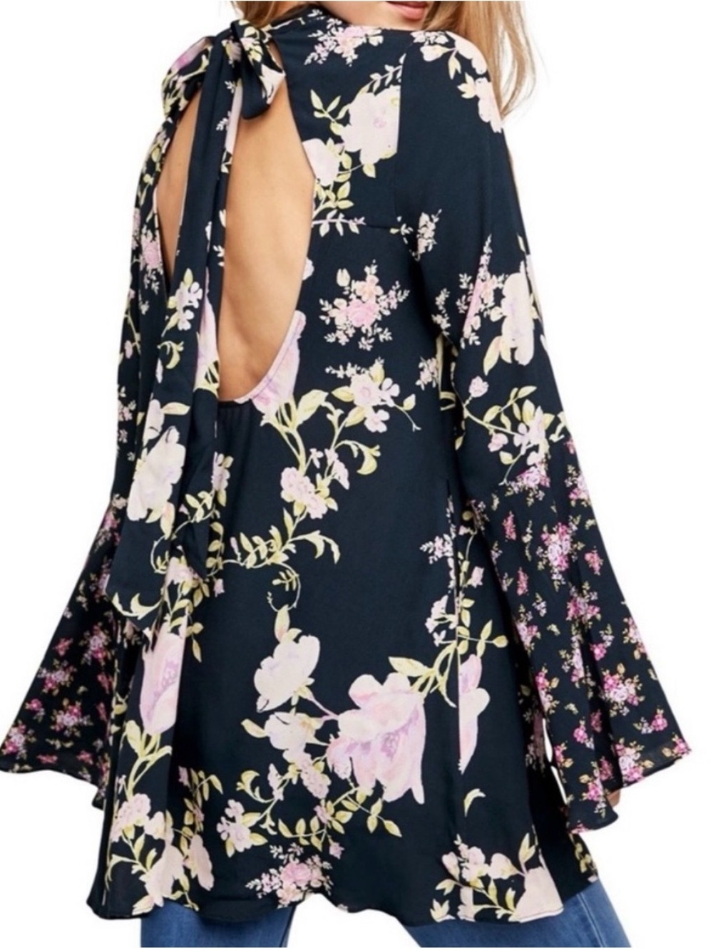Free People Tate Tunic Bell Sleeve tunic/Dress in Midnight Navy - Picture 4 of 5
